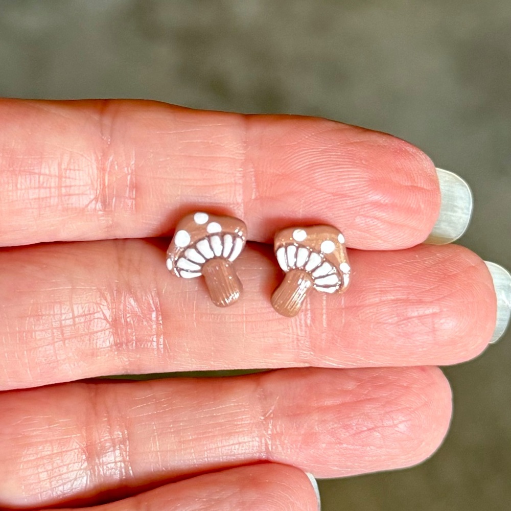Handmade Mushroom Stud Earrings